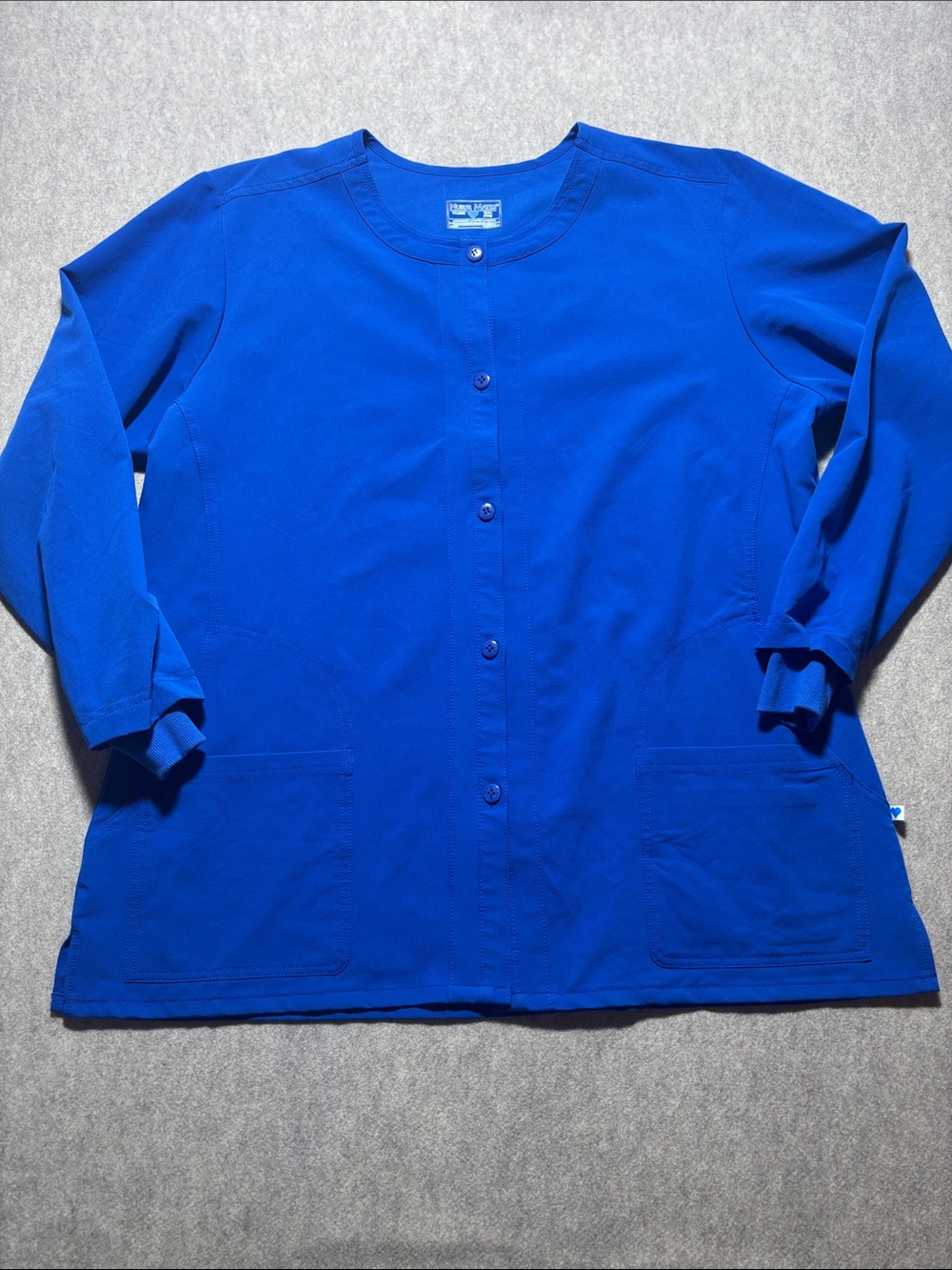 Nurse MATES SCRUB Jacket Button Front Long SLEEVE BLUE Size XL Pockets (5)